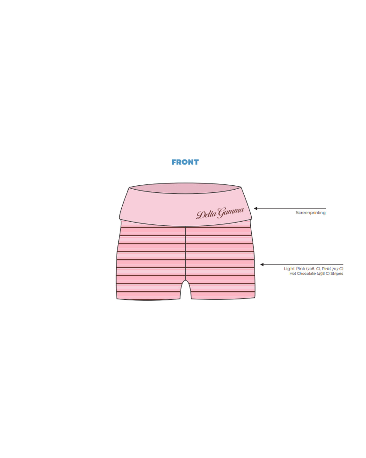 H3G-2830 Texas State - Zeta Eta Delta Gamma - Fold Over Shorts