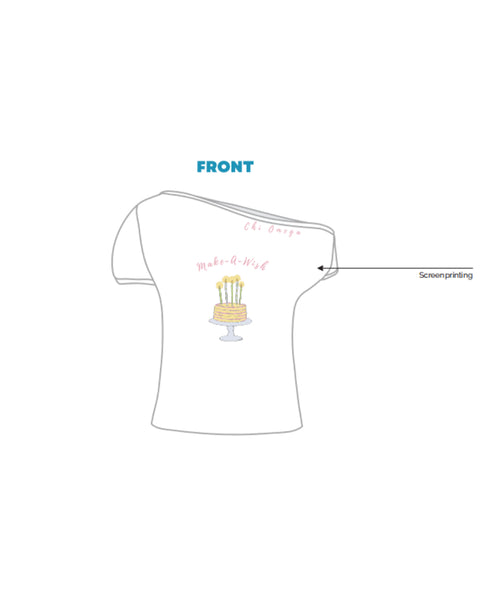 H3G-1161 -  University of Iowa  - Chi Omega - Off Shoulder Tee