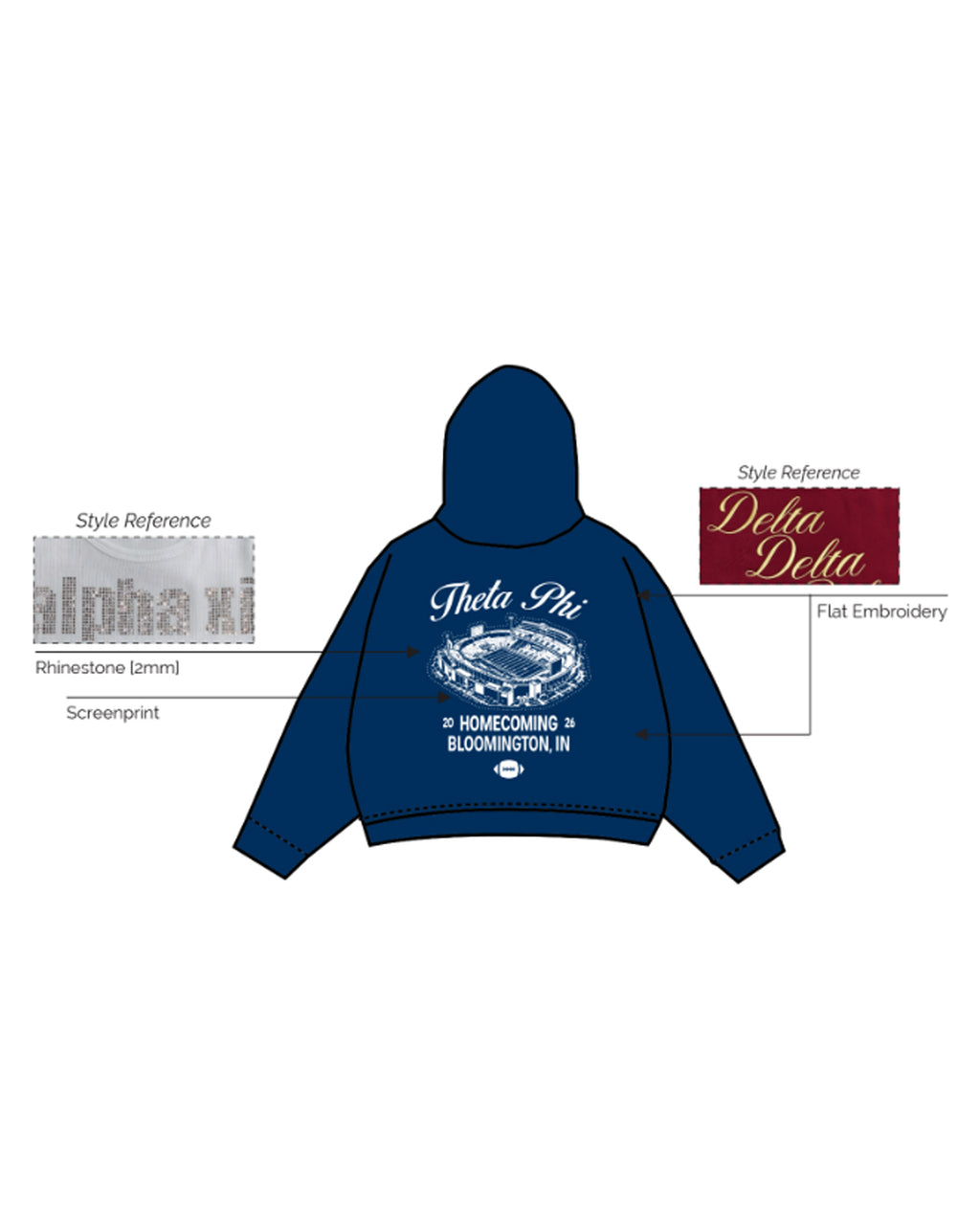 H3G-2302 - Indiana University Bloomington - Theta Phi Alpha - STANDARD HOODIE