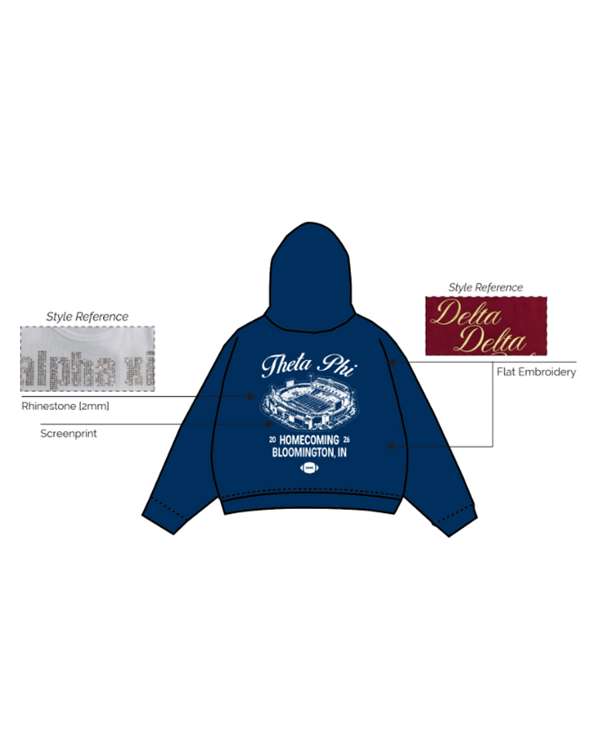 H3G-2302 - Indiana University Bloomington - Theta Phi Alpha - STANDARD HOODIE