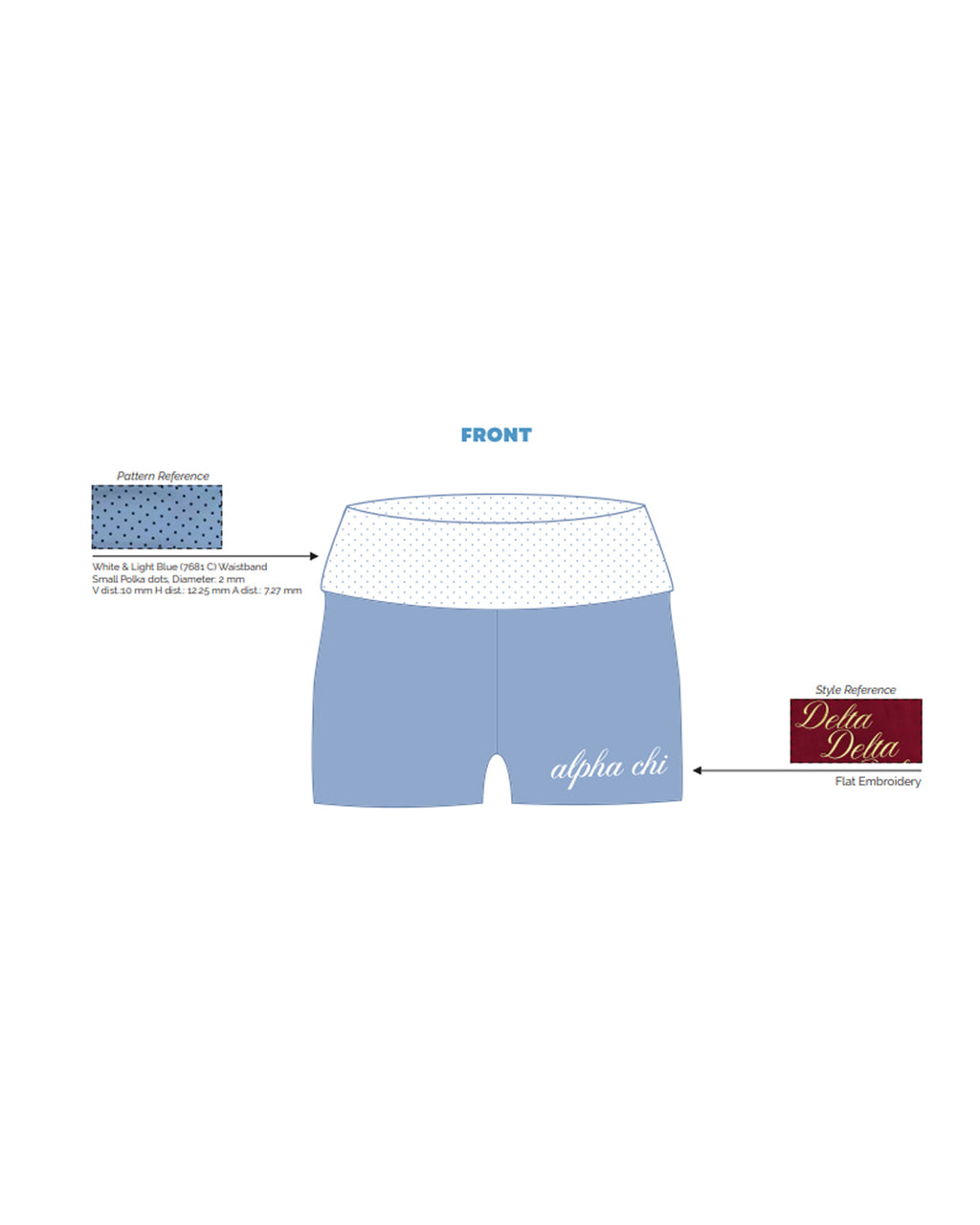 H3G-2819 University of Tennessee Knoxville  - Alpha Chi Omega - FOLD OVER SHORTS