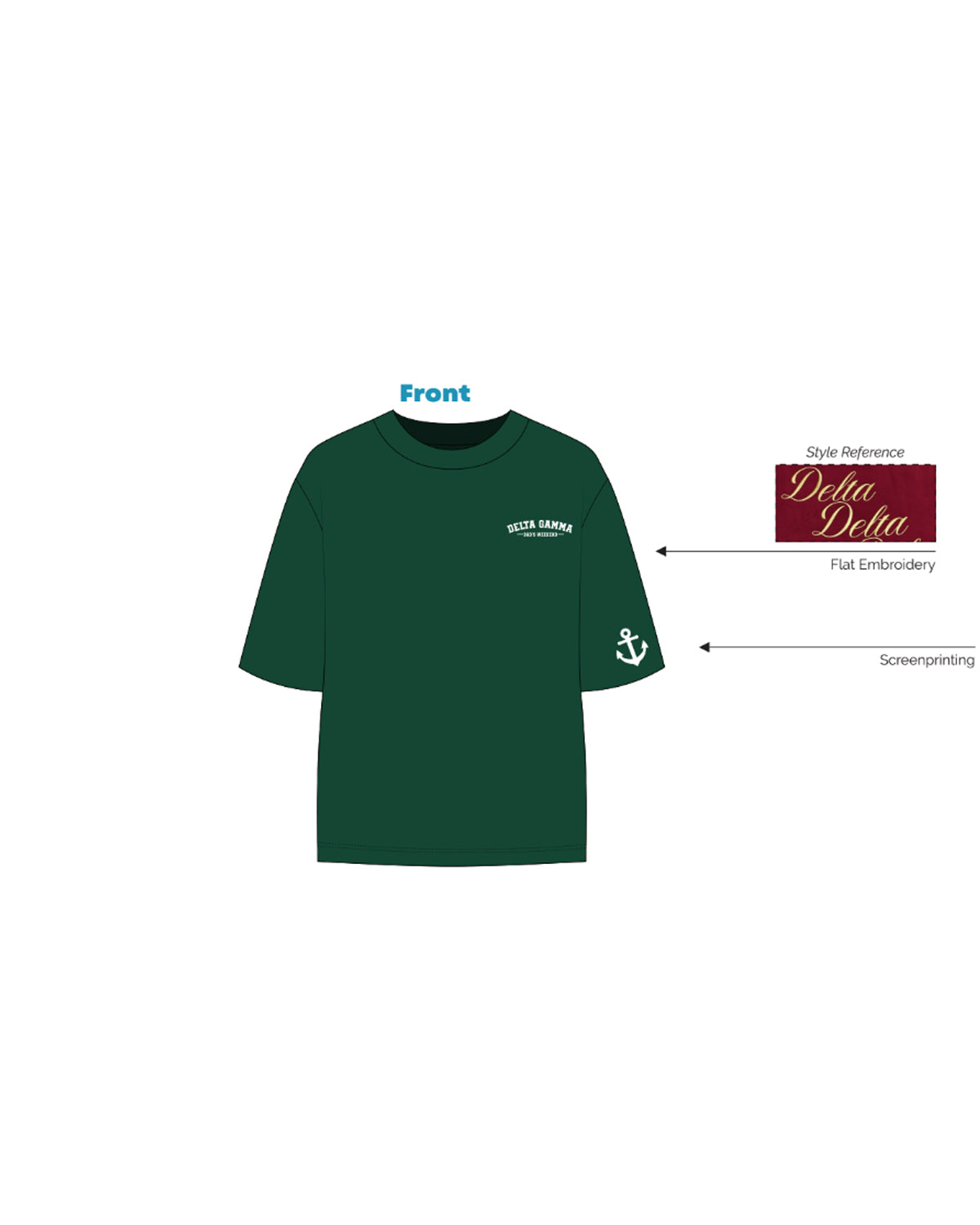 H3G-2696 University of Oregon - Delta Gamma - Oversized Tee