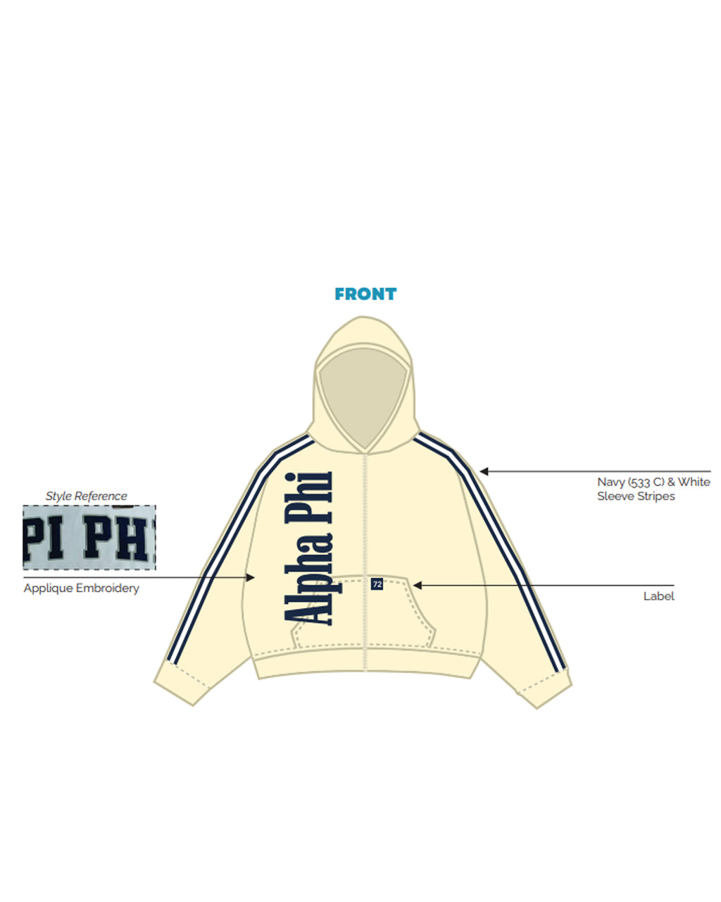 H3G-2264 - University of Maryland - Alpha Phi - ZIP UP HOODIE