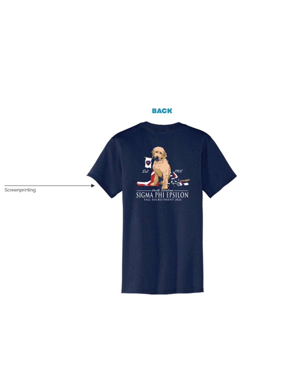 H3G-1230 - North Carolina State University - Sigma Phi Epsilon - T-Shirt Navy
