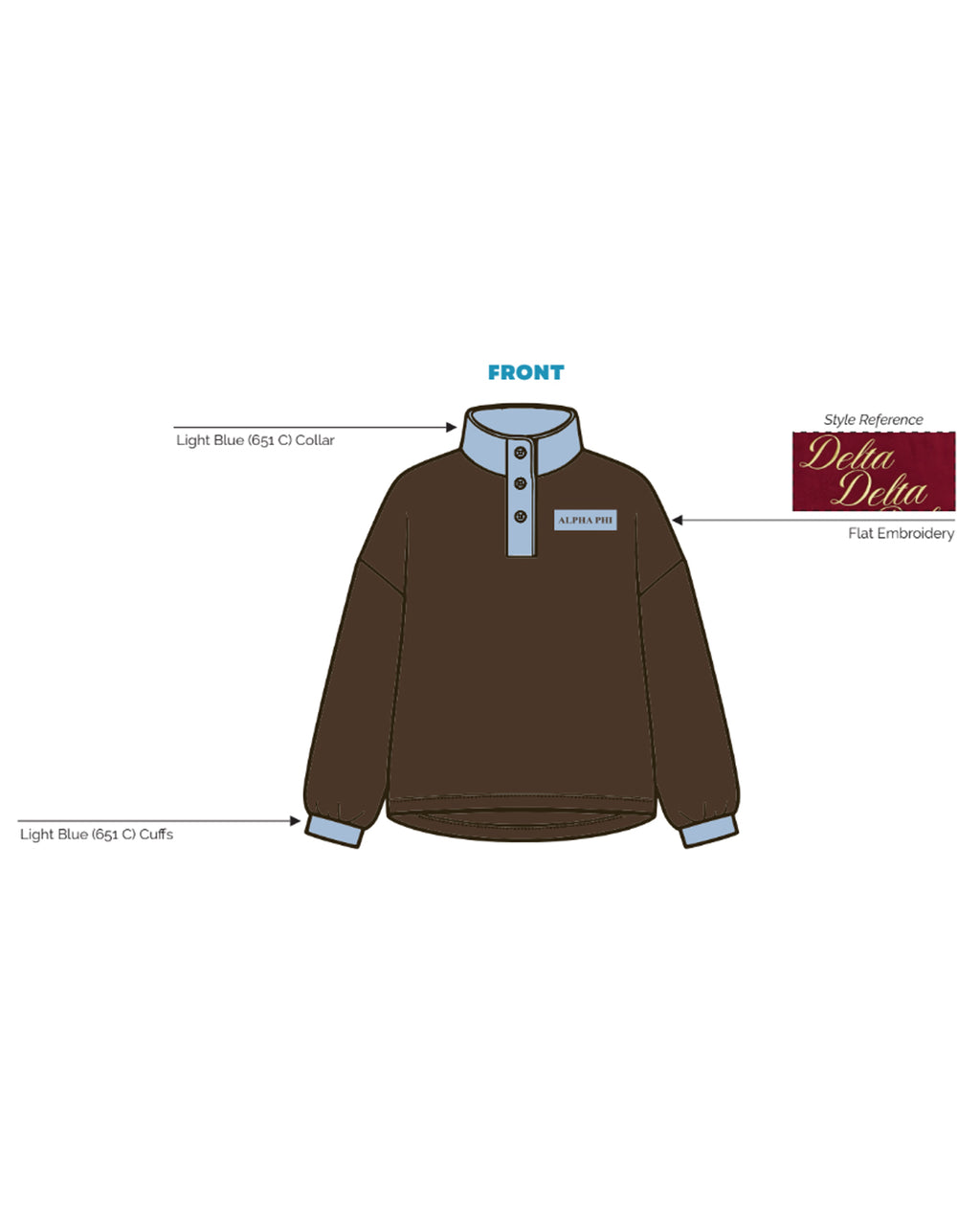 H3G-2264 - University of Maryland - Alpha Phi - QUARTER BUTTON MOCKNECK