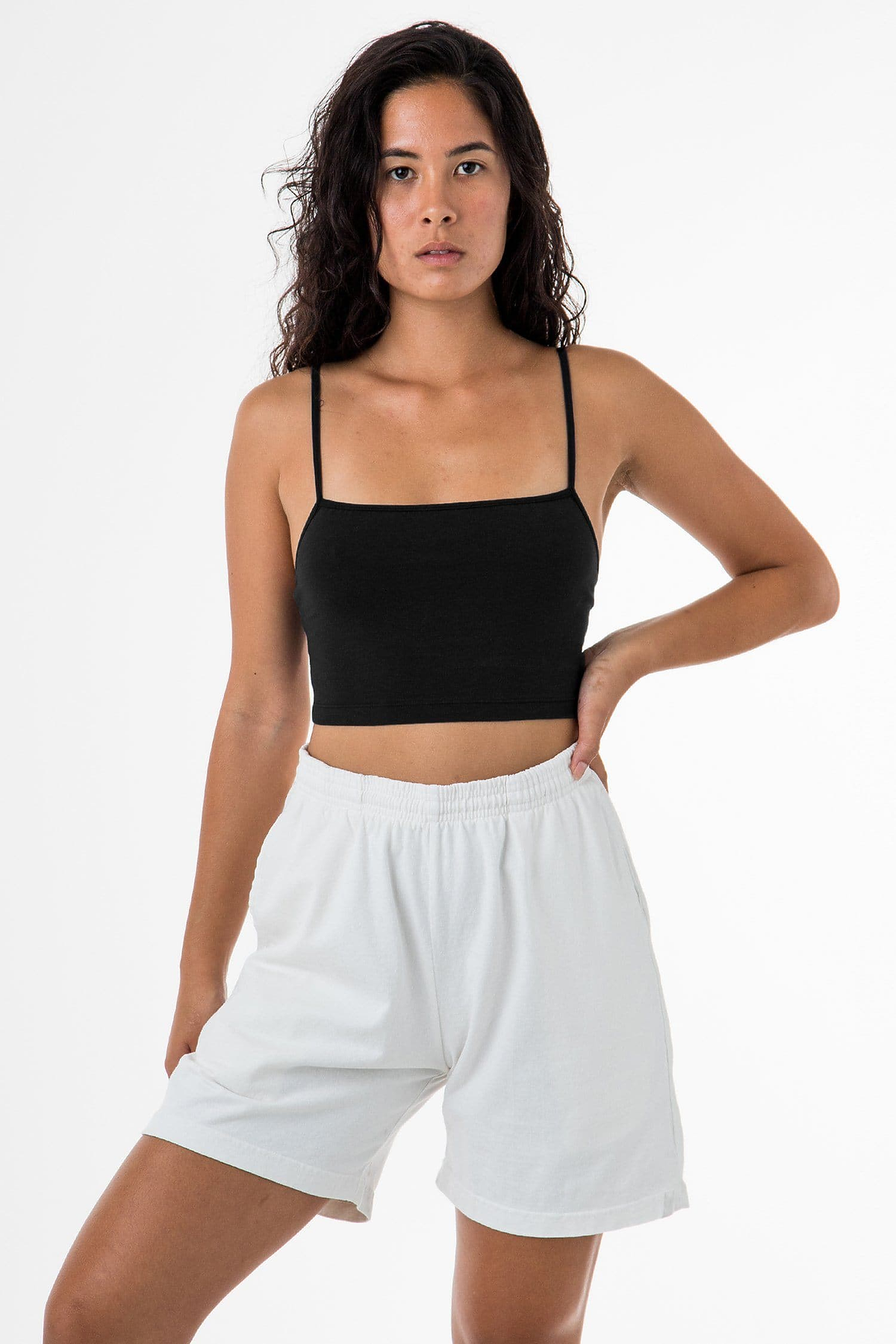 Los Angeles Apparel - Cotton Spandex Spaghetti Crop Top - 8396