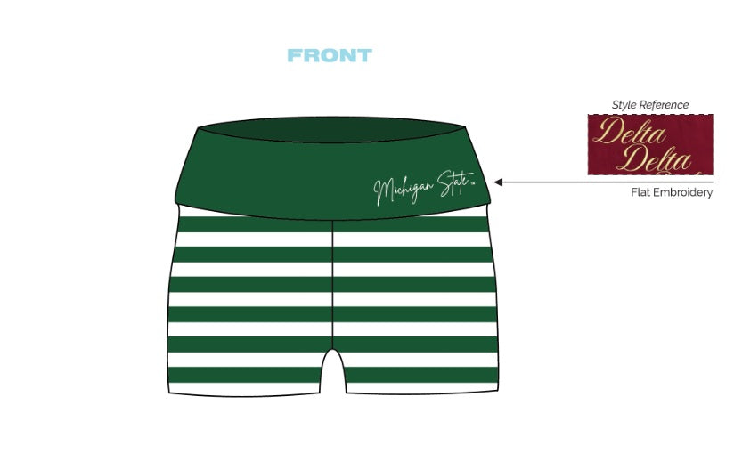 H3G-1320-Michigan State University-Pi Beta Phi-Fold Over Shorts