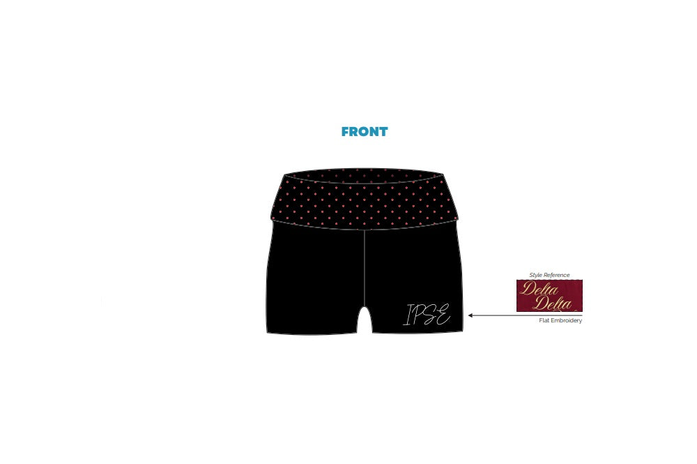 H3G-0741-University of Oregon-Lambda Sigma Gamma Sorority Incorporated-(black & red)Fold over shorts