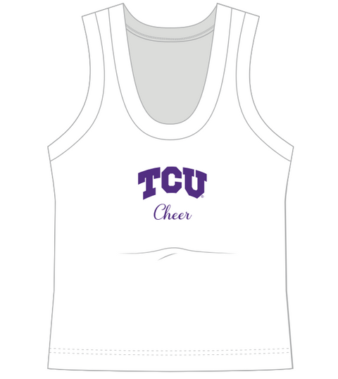 HG-0404 - Texas Christian University - Cheer White Scoop Neck Tank
