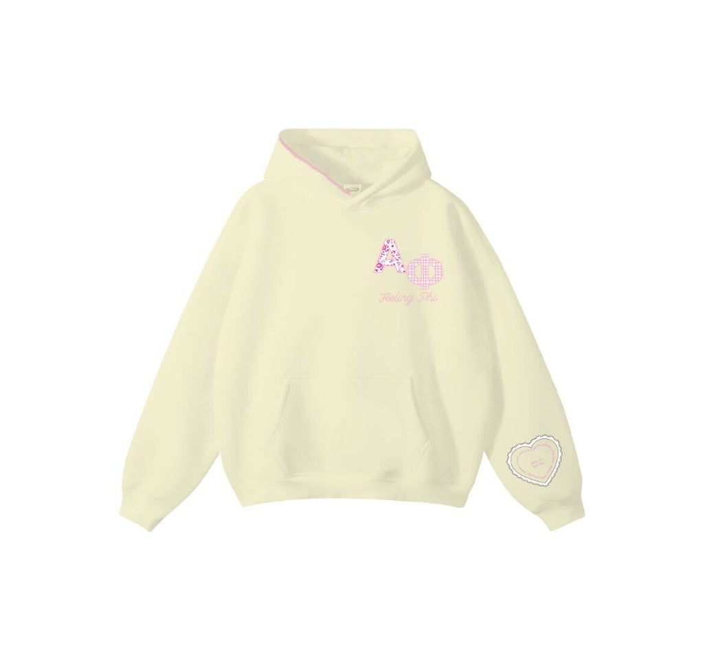 Alpha Phi- Feeling Phi - University Of Miami Ohio Embroidered Beige Hoodie