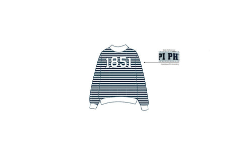 H3G-0772-Jacksonville University-alpha delta pi-MOCKNECK SWEATSHIRT WITH WHITE RIBBINGS