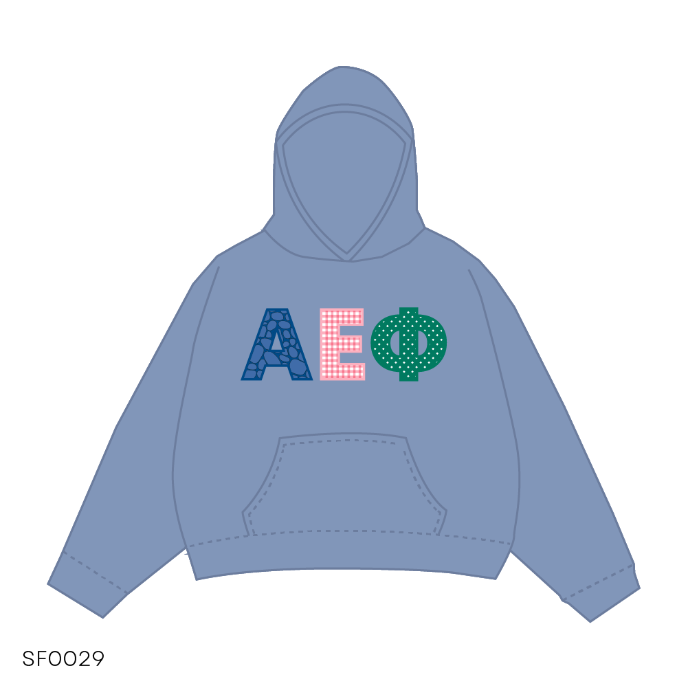 SF029 Hoodie Blue White