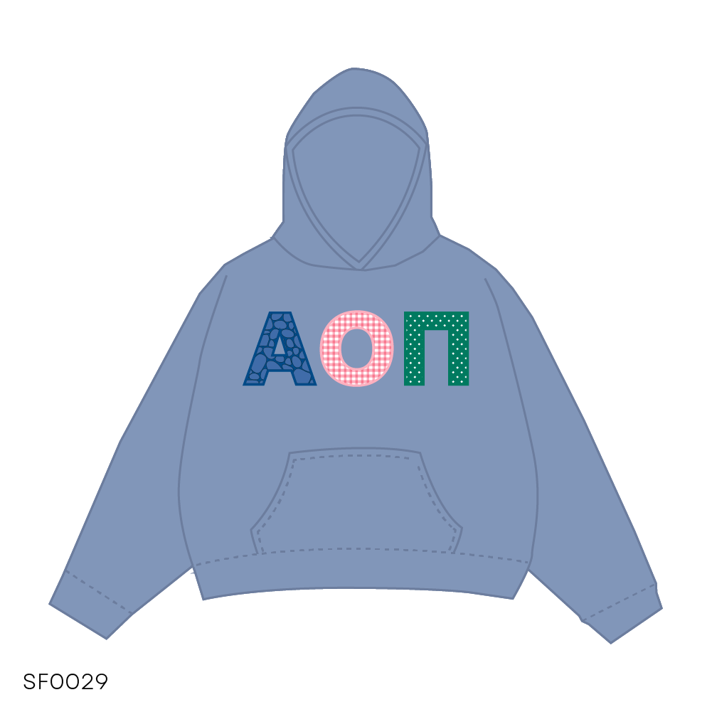 SF029 Hoodie Blue White
