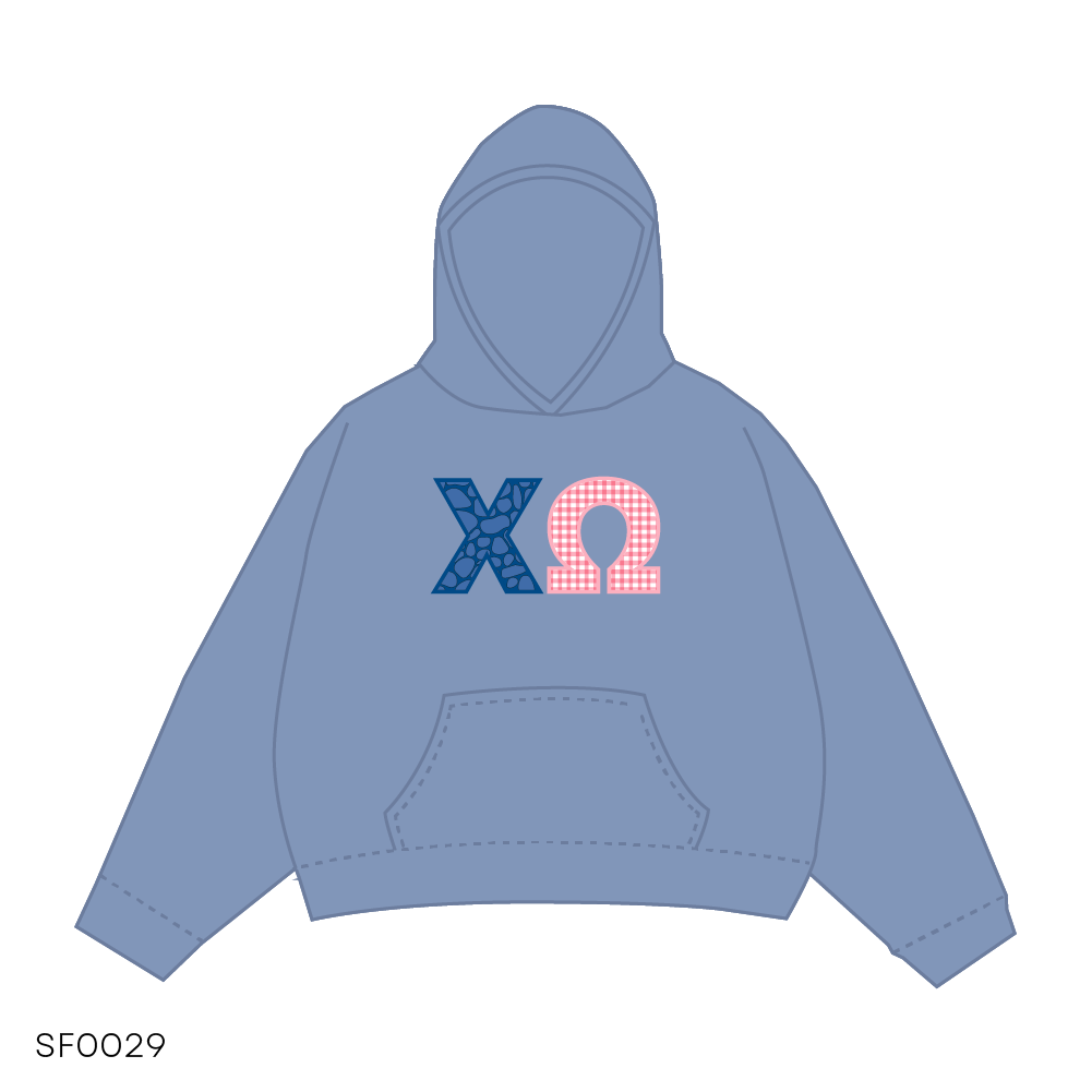 SF029 Hoodie Blue White