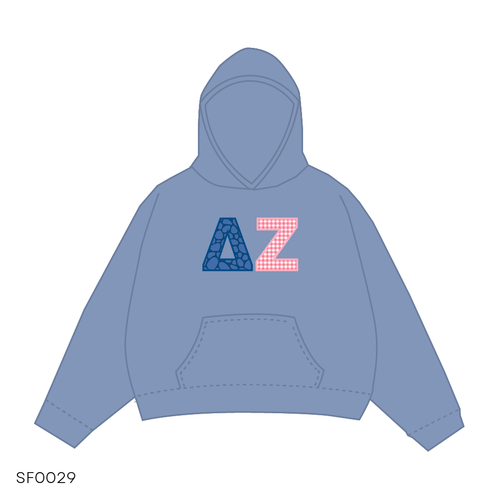 SF029 Hoodie Blue White