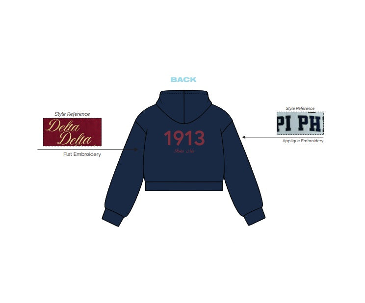 H3G-2365 - Sacred Heart University - Phi Sigma Sigma Cropped Zip Up Hoodie