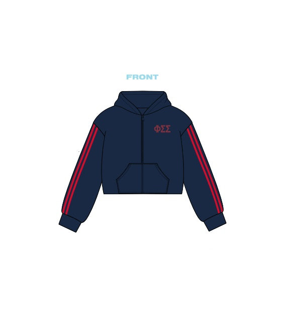 H3G-2365 - Sacred Heart University - Phi Sigma Sigma Cropped Zip Up Hoodie
