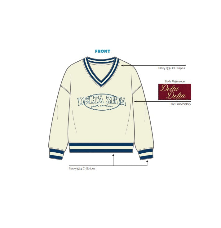 H3G-2518 - University of South Carolina - Delta Zeta V-Neck Sweatshirt