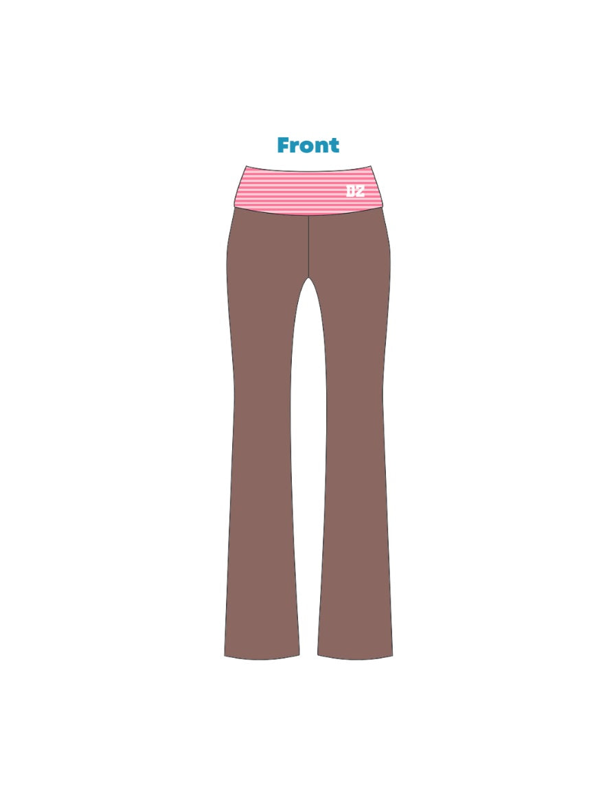 H3G-2633 - Western Kentucky University - Delta Zeta Fold Over Flared Pants Brown