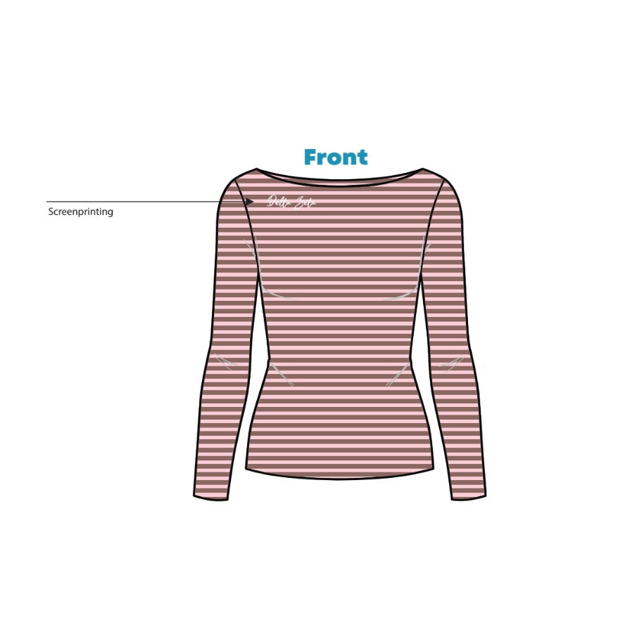 H3G-2633 - Western Kentucky University - Delta Zeta Boat Neck Long Sleeve (BROWN)