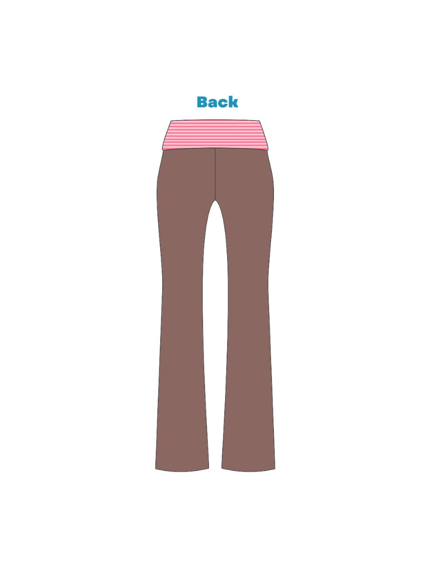H3G-2633 - Western Kentucky University - Delta Zeta Fold Over Flared Pants Brown