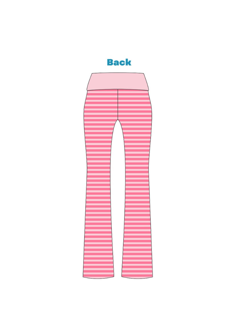 H3G-2633 - Western Kentucky University - Delta Zeta Fold Over Flared Pants (Pink)