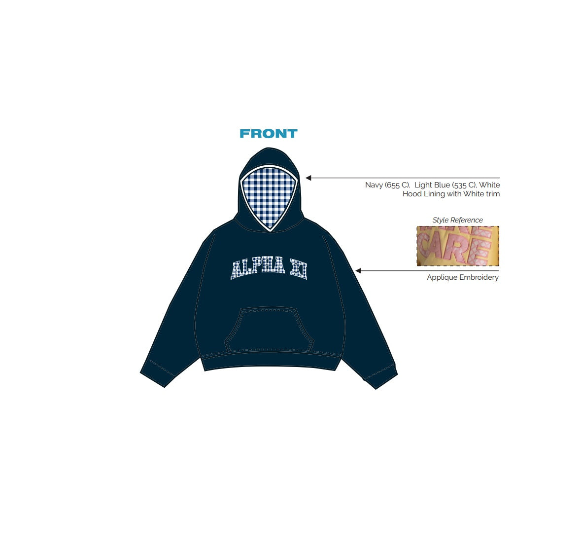 H3G-2874 - University of New Hampshire - Alpha XI Delta Hoodie
