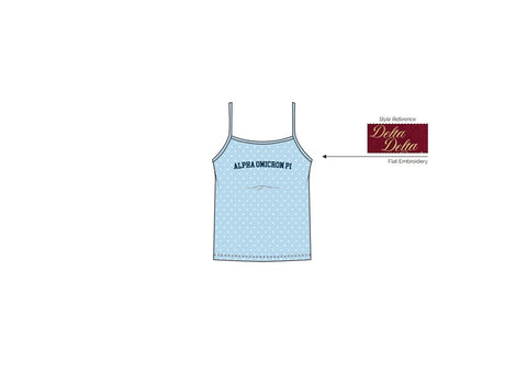 H3G-0172-West Virginia University-Alpha Omicron Pi-Strappy tank Full length