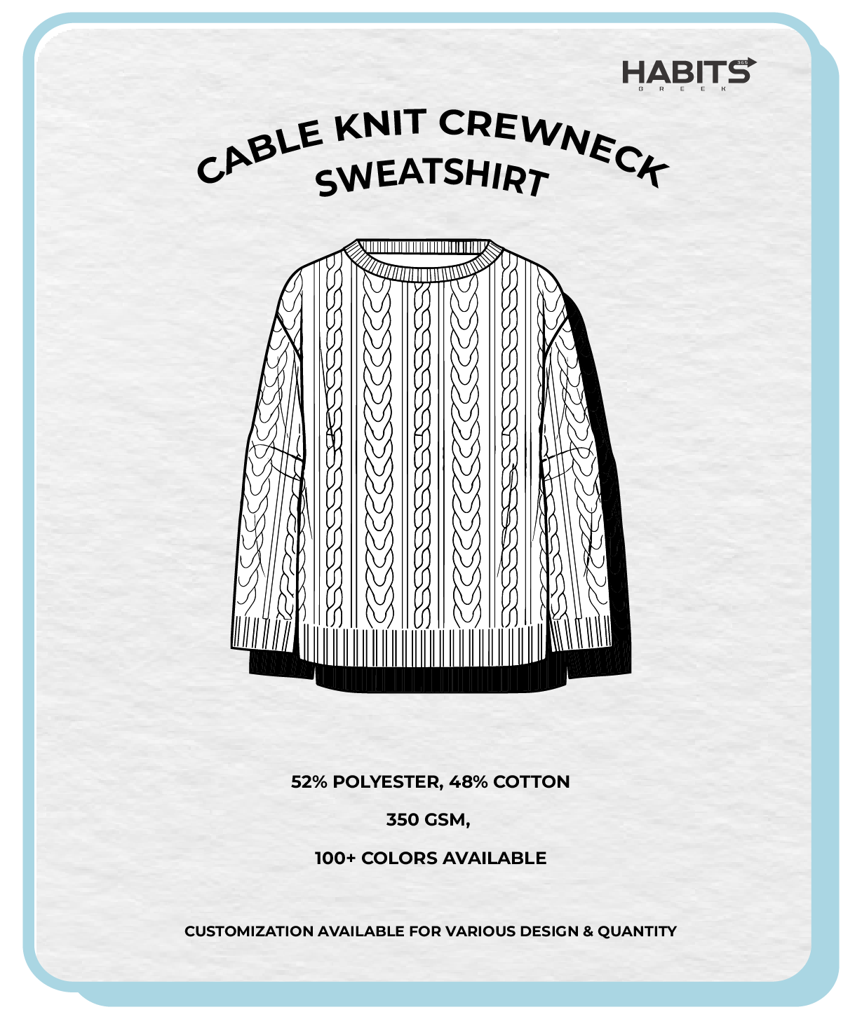 CABLE KNIT CREWNECK SWEATSHIRT