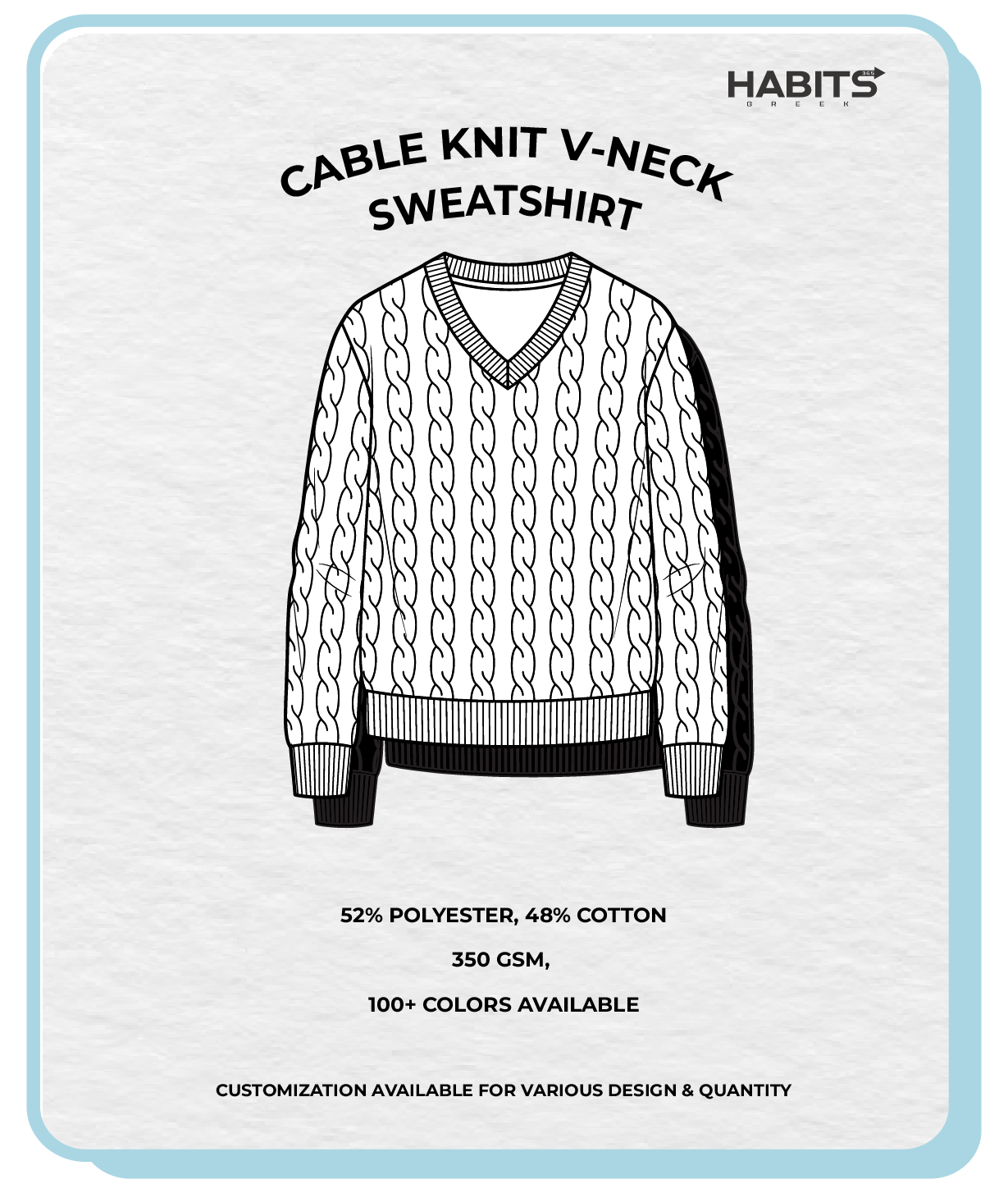 CABLE KNIT V-NECK SWEATSHIRT