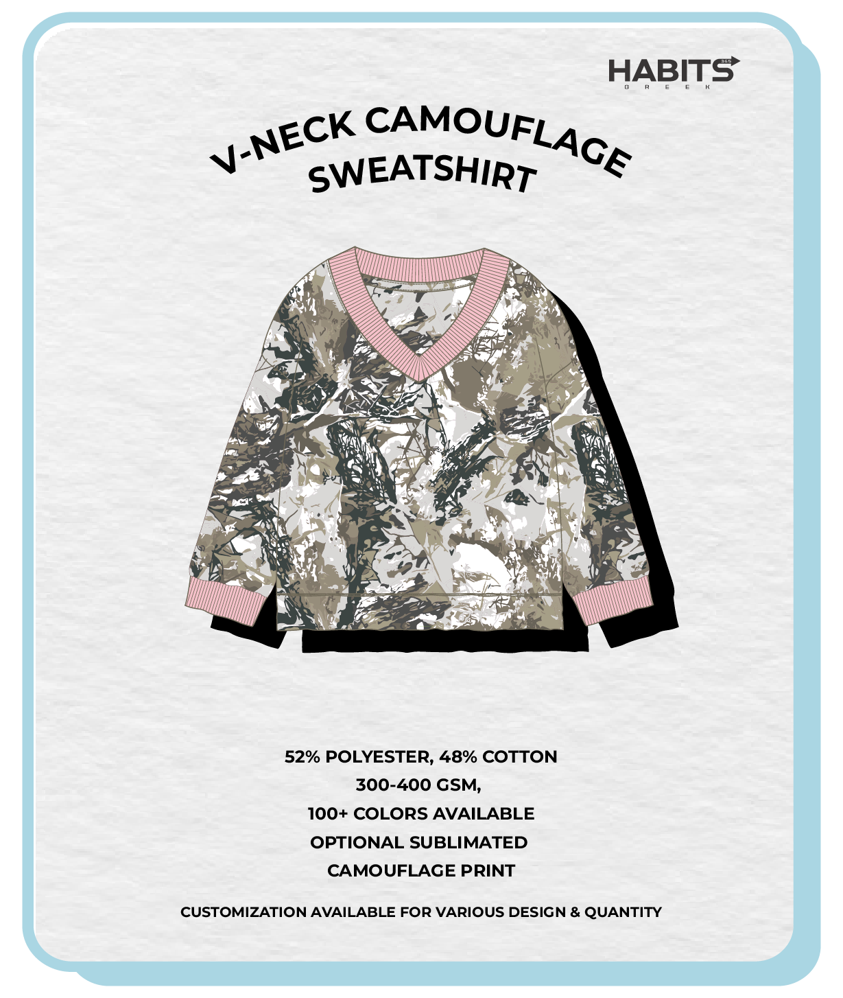 V-NECK CAMOUFLAGE SWEATSHIRT