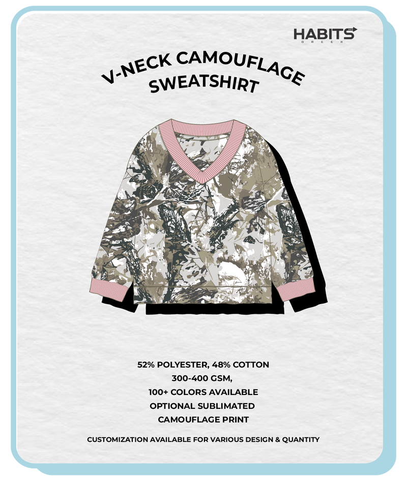 V-NECK CAMOUFLAGE SWEATSHIRT