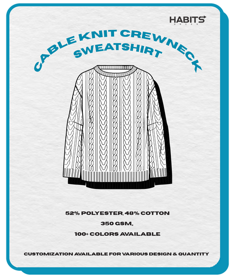 CABLE KNIT CREWNECK SWEATSHIRT