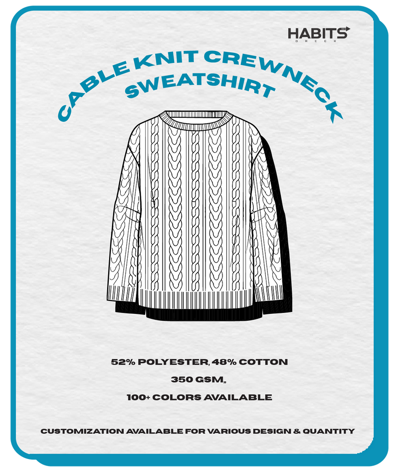 CABLE KNIT CREWNECK SWEATSHIRT