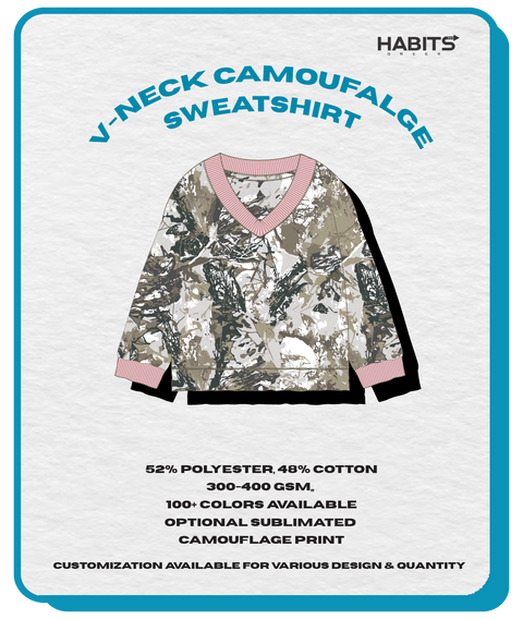 V-NECK CAMOU SWEATSHIRT