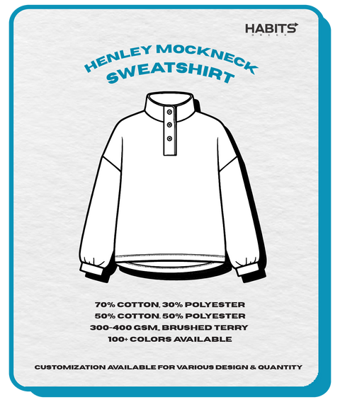 QUARTER-BUTTON MOCKNECK SWEATSHIRT