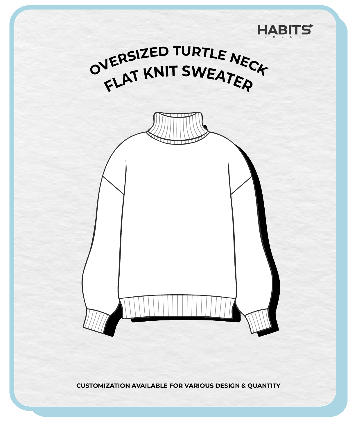 FLAT KNIT OVERSIZED TURTLE NECK SWEATER