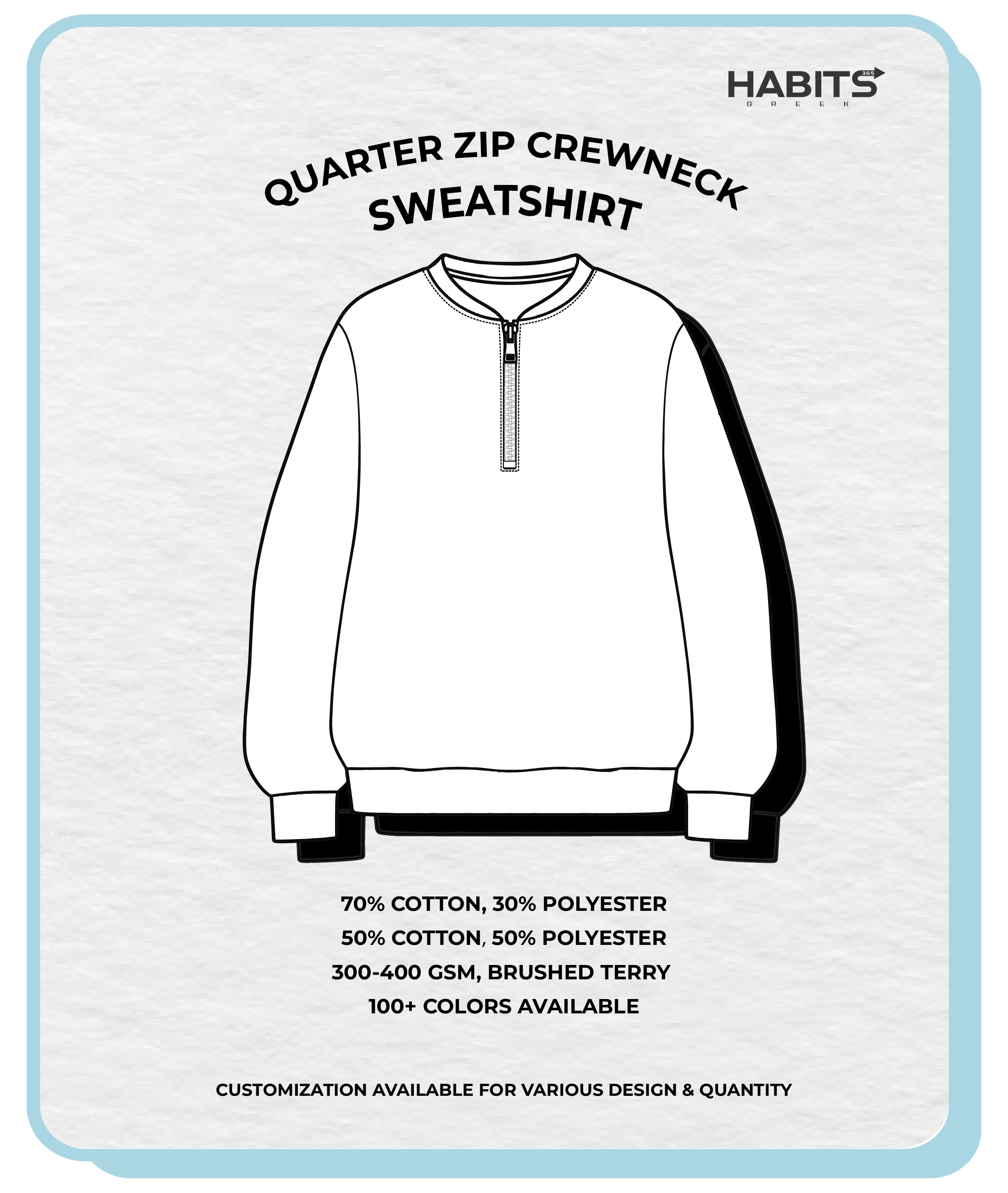 QUARTER ZIP CREWNECK SWEATSHIRT