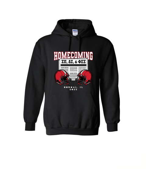 HG-0657 - Illinois State University X Phi Sigma Sigma, Delta Zeta, Sigma Pi Black Hoodie