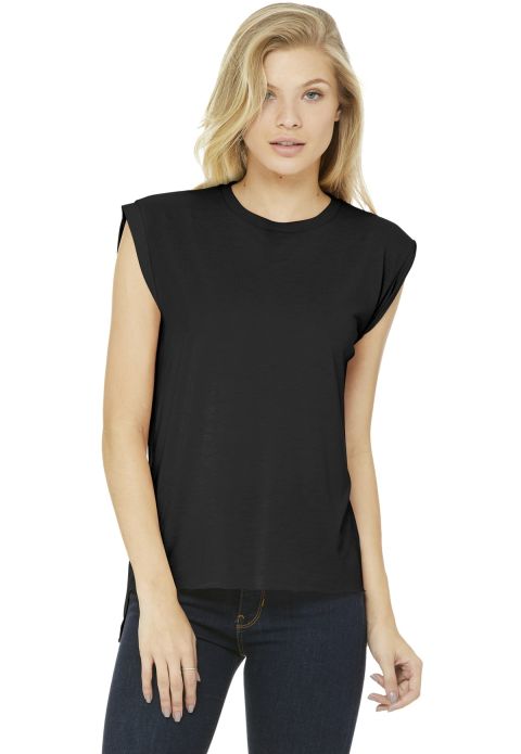 Bella + Canvas - Women’s Flowy Rolled Cuff Muscle Tee - 8804
