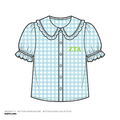 Button Downs - Blouse - Blue Gingham