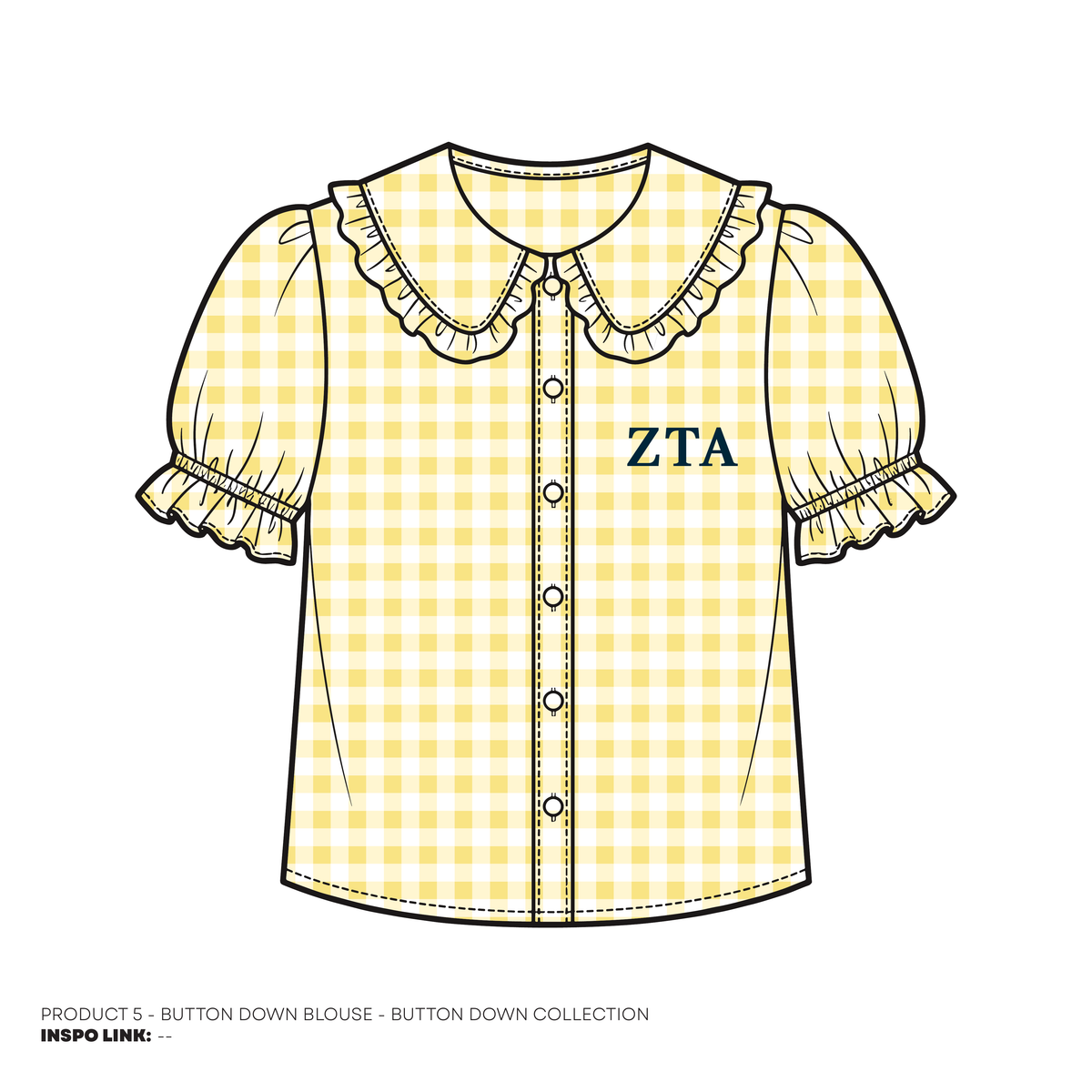 Button Downs - Blouse - Yellow Gingham