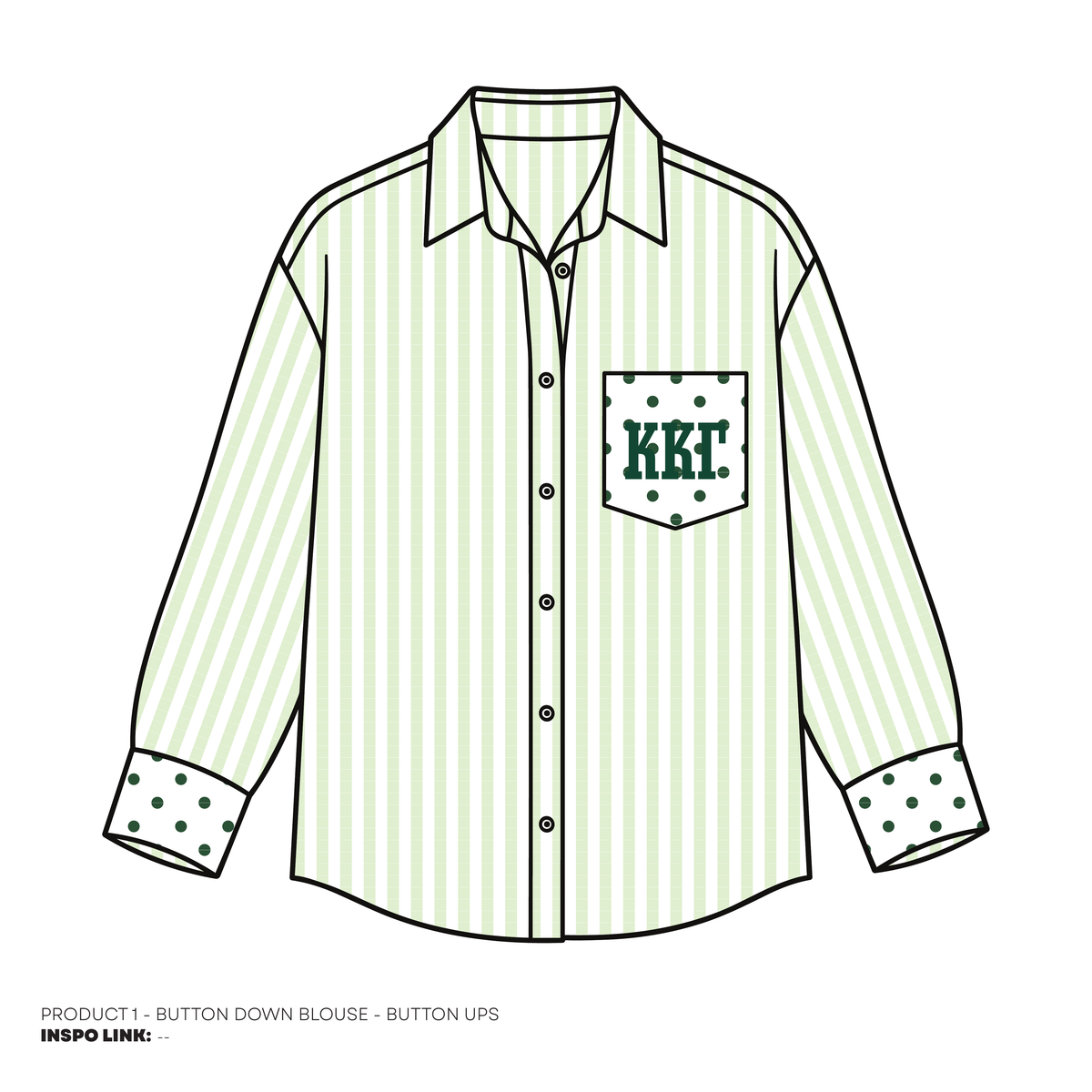 Button Downs - Patterned Pocket - Green