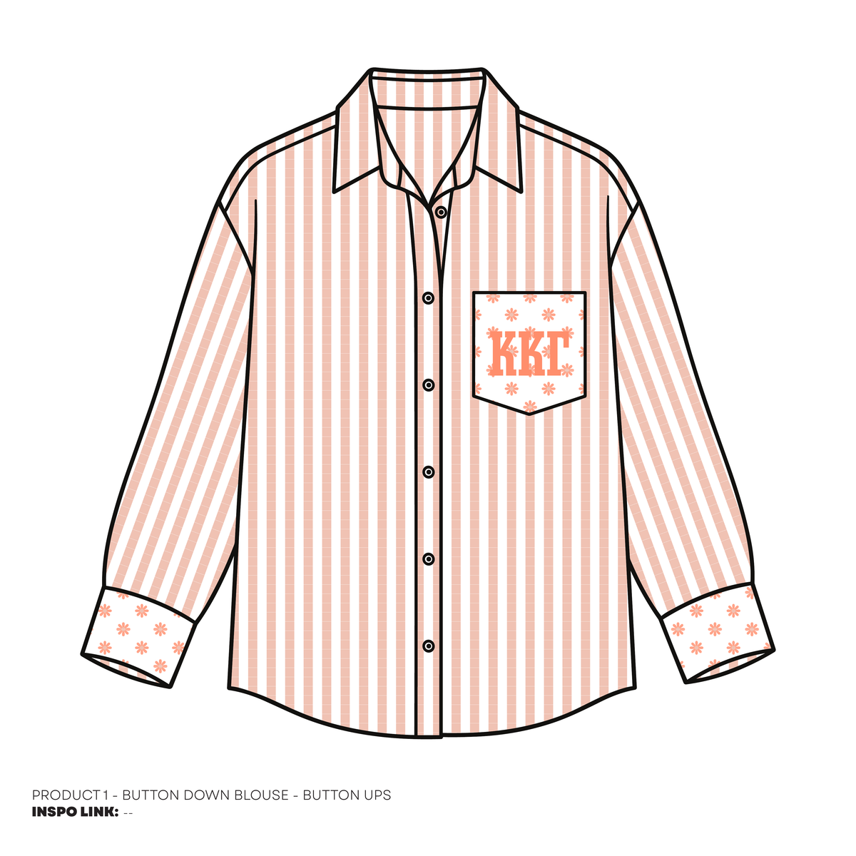 Button Downs - Patterned Pocket - Peach