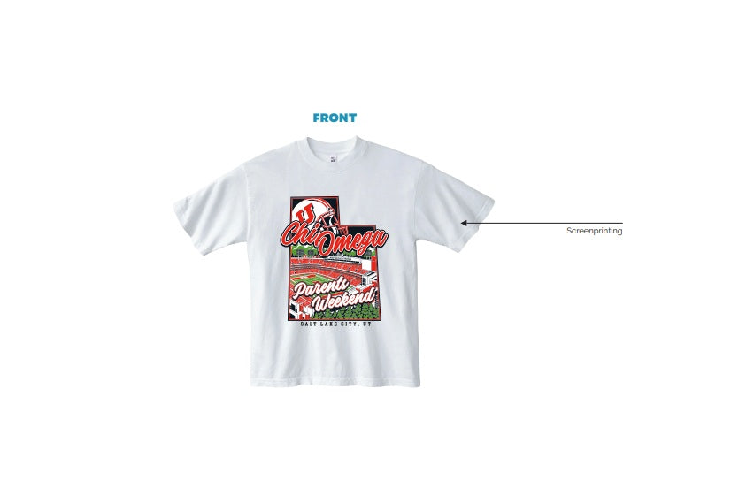 H3G-2349-The University of Utah-Chi Omega-White tee