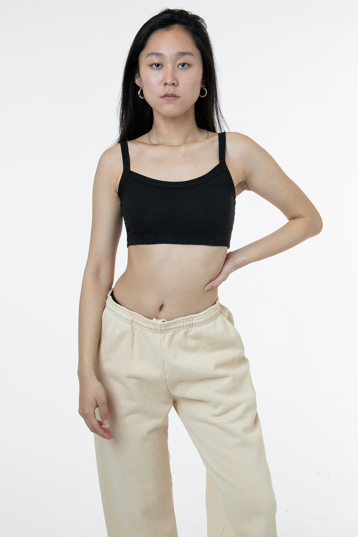 Los Angeles Apparel - Poly-Cotton Crop Spaghetti Tank - FF016