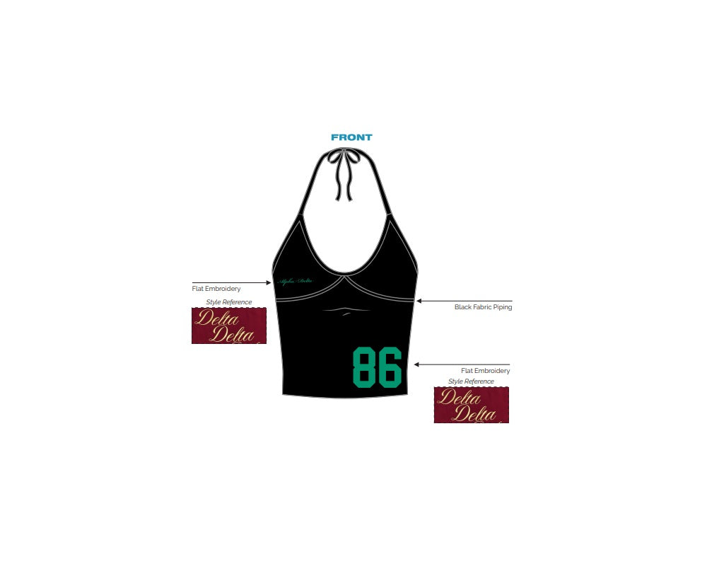 H3G-0741-University of Oregon-Lambda Sigma Gamma Sorority Incorporated-(Black & Green) Halter tank