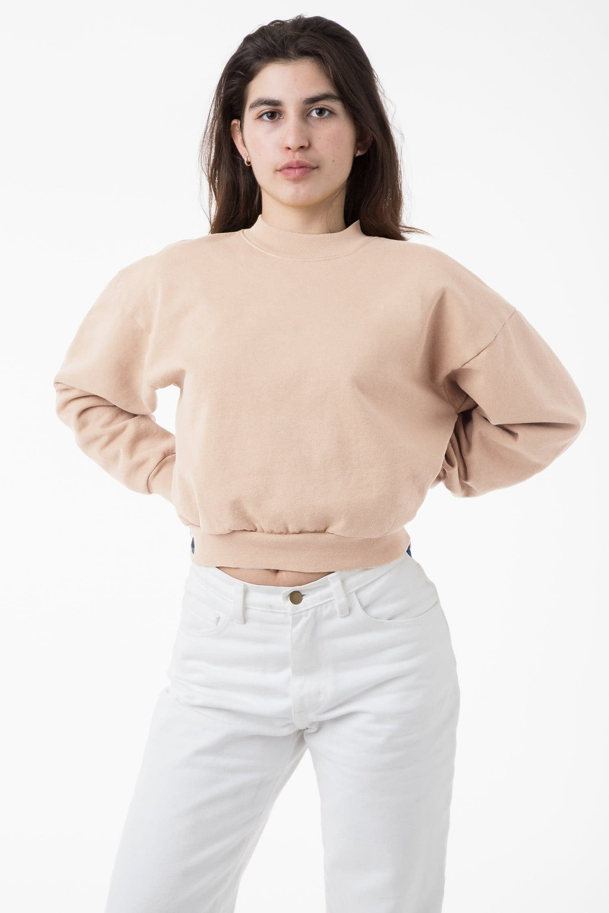 Los Angeles Apparel - Heavy Fleece Cropped Mock Neck Pullover - HF06GD