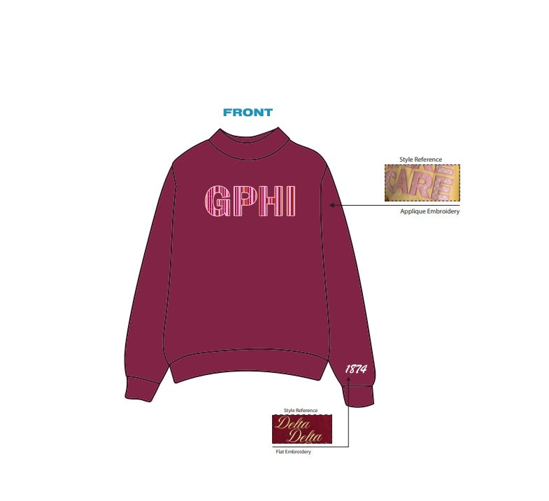 H3G-2513-University of Minnesota Twin Cities-Gamma Phi Beta-MOCKNECK SWEATSHIRT