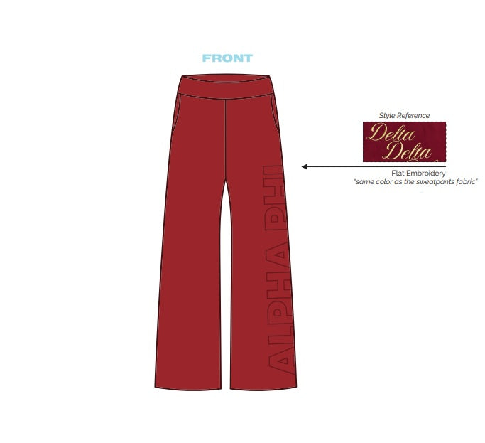 H3G-2039-Creighton University-Alpha phi-Wide Leg Sweatpants